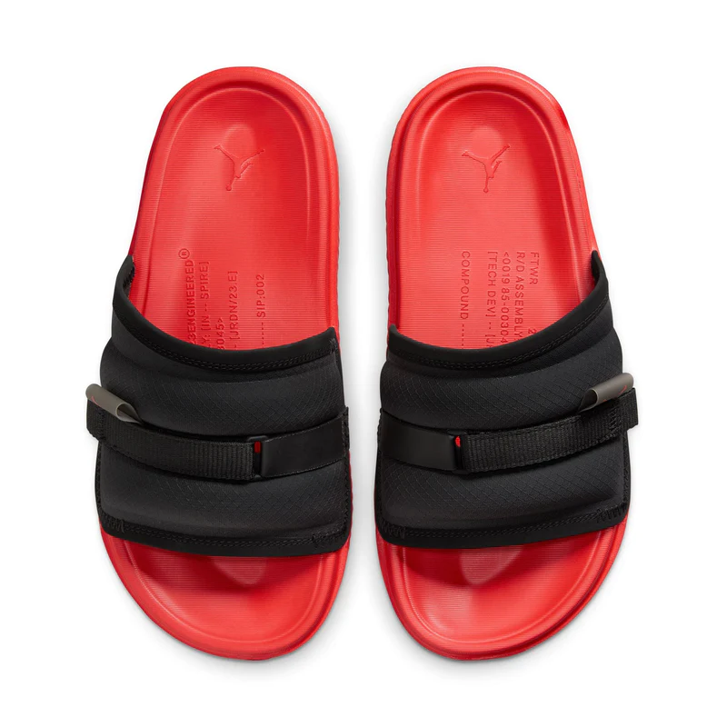 Jordan sandals red and black hotsell