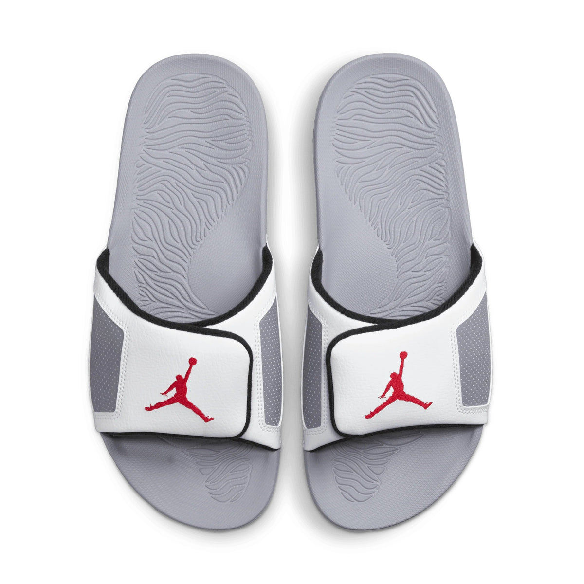 grey and white jordan slides