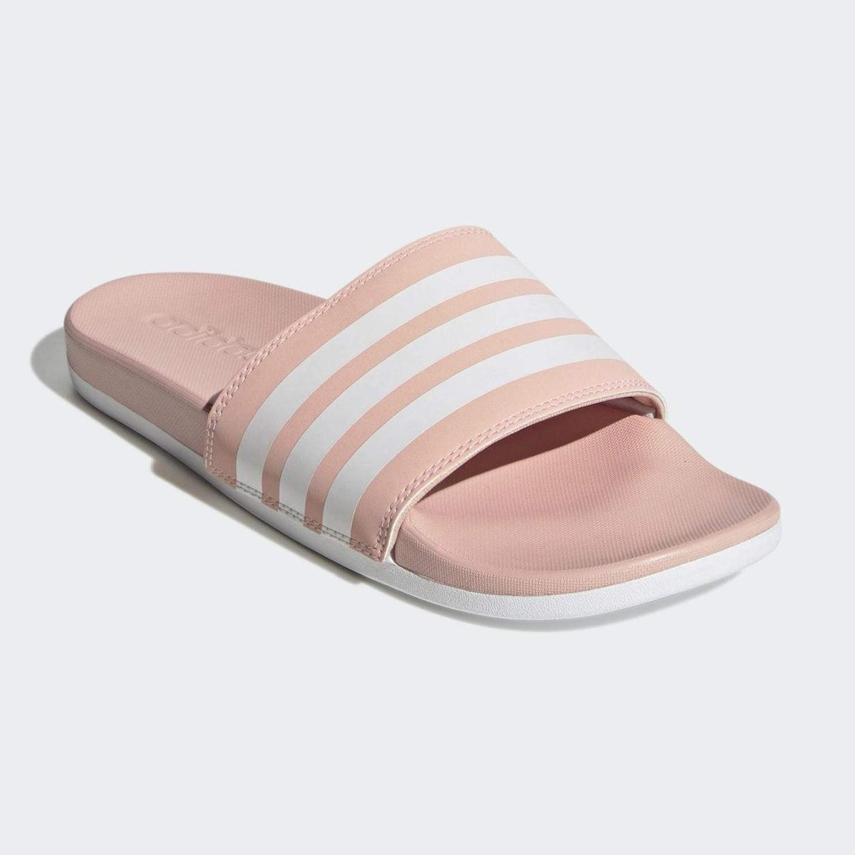 Pink and white adidas slides hotsell