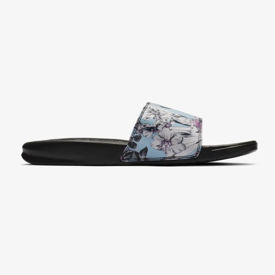 Women s Nike Benassi Just Do It Print Anthracite Topaz Mist Pink