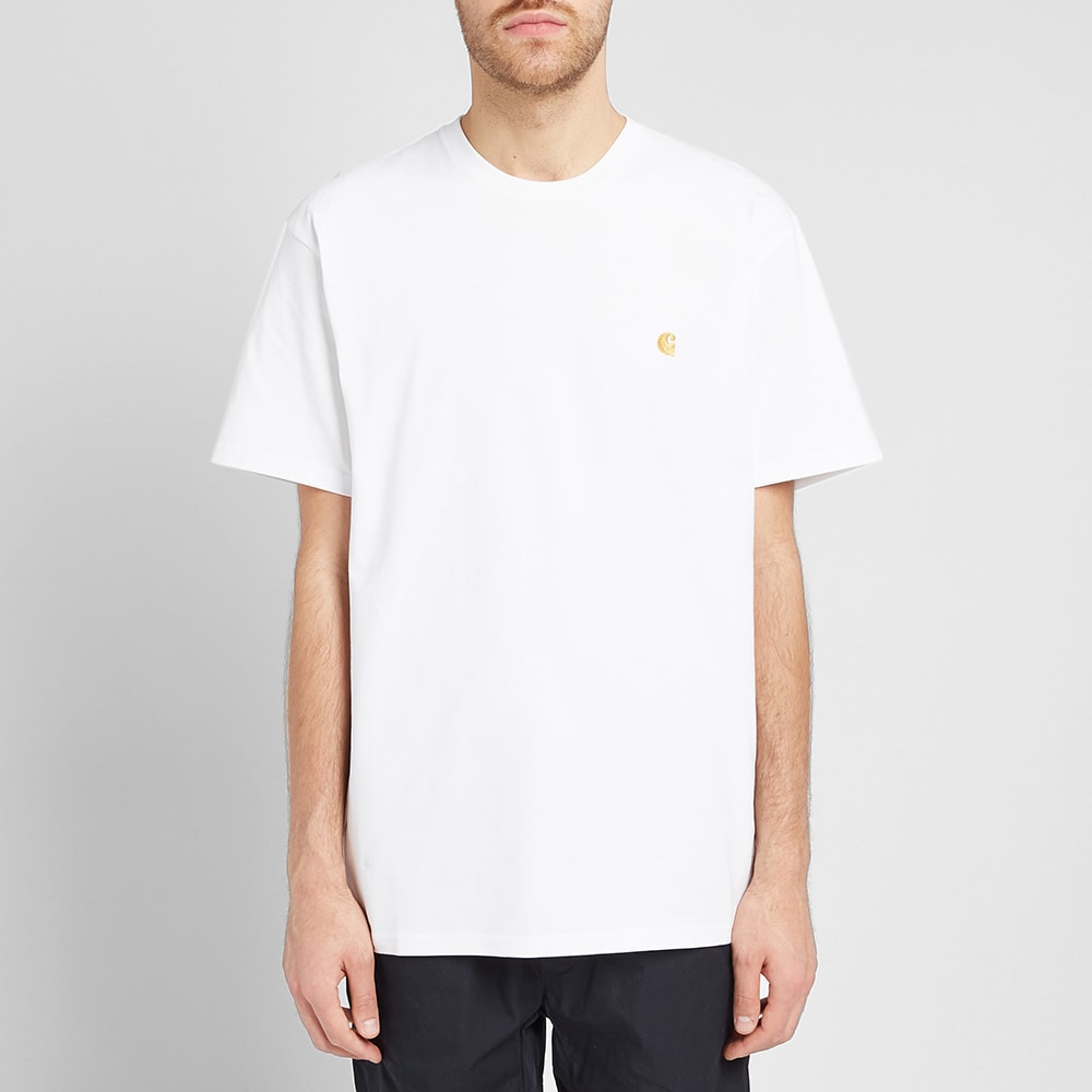 Carhartt WIP Chase Embroidered Tee White Gold Regular Size