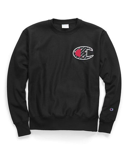 Champion Reverse Weave Sublimated Large C Logo Crewneck (Black)(onhand)(american size)