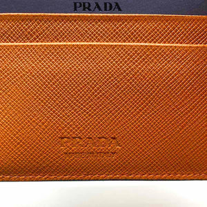 PRADA Saffiano Bi-Fold Leather Wallet w/ Coin Pocket (Bright Blue/Papaya)