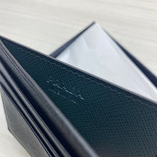 PRADA Saffiano Stripe Compact Card Holder Bi-color (Black/Bright Blue)(2Mc223)