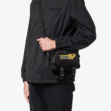 PRADA Racing Logo Tusseto Nylon Cross-Body Bag (Black/Marble Grey/Bright Yellow)