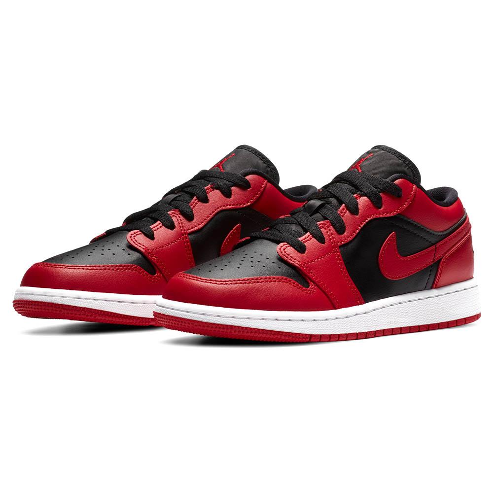Reverse Black Toe J1 Low Red Black Women's GS Air Jordan Low