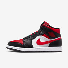 Men's Air Jordan 1 Mid "Bred Toe" (White/Black/Fire Red)(554724-079)