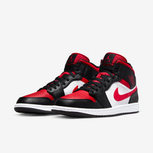 Men's Air Jordan 1 Mid "Bred Toe" (White/Black/Fire Red)(554724-079)