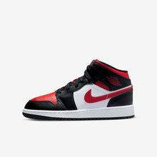 Women's / GS Air Jordan 1 Mid "Bred Toe" (White/Black/Fire Red)(554725-079)