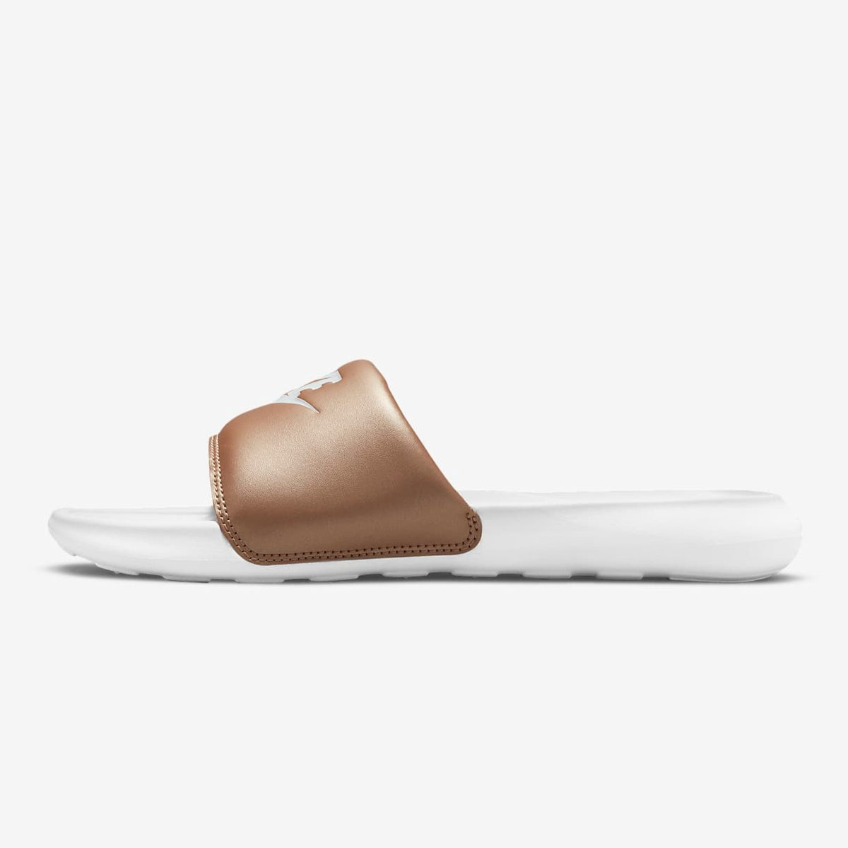 Women s Nike Victori One Slides White Metallic Red Bronze