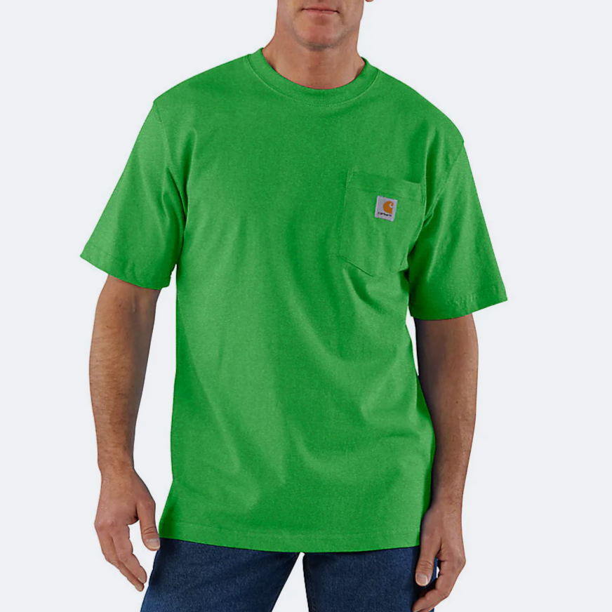 Carhartt K87 Workwear Pocket T Shirt Holly Green Heather GD9 Loose fit