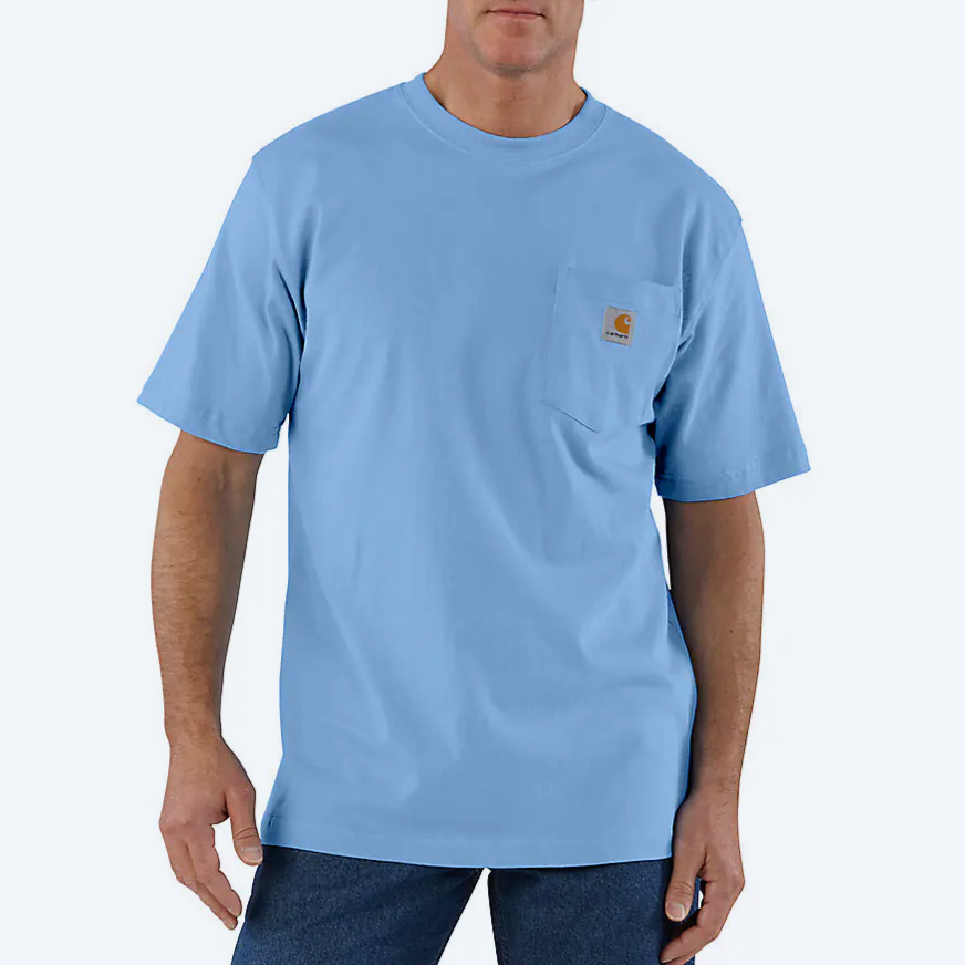 Carhartt K87 Workwear Pocket T Shirt Skystone Heather HD1 Loose fit