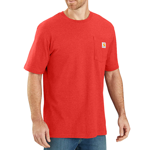 Carhartt K87 Workwear Pocket T-Shirt (Fire Red Heather - R68)(Loose fit)