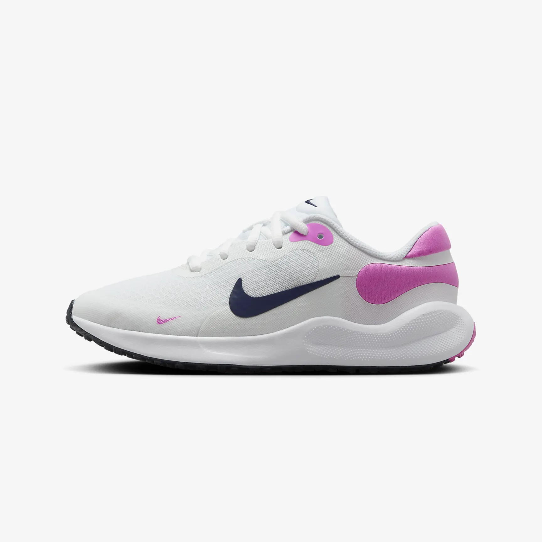 Women's GS Nike Revolution Running Shoe (White/Playful Pink