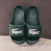 LACOSTE Men's Serve 1.0 Logo Slides (Dark Green/White)(751CMA0017-2D2)