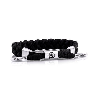 RASTACLAT CHRONYX BLACK - Solid Braided Bracelet - Silver Plated Collection