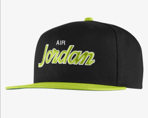Air Jordan Pro Script Snapback Cap (Black Cyber Green)