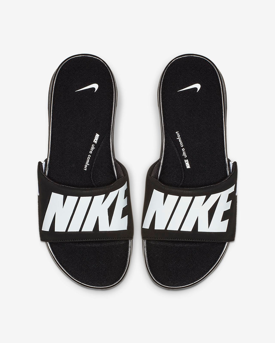 Nike Ultra Comfort Slides (Black White)(FITS SMALL)