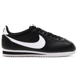 Women s Nike Classic Leather Cortez Black White Swoosh Trilogy Merch PH