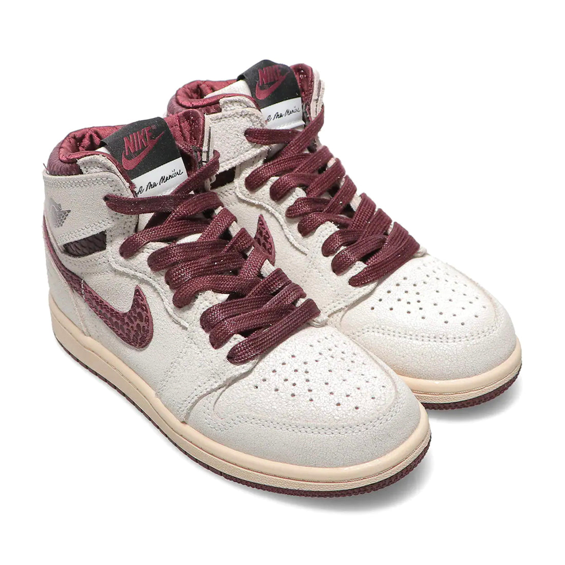 PS / Younger Kids Air Jordan 1 x A Ma Maniere (Sail/Burgundy