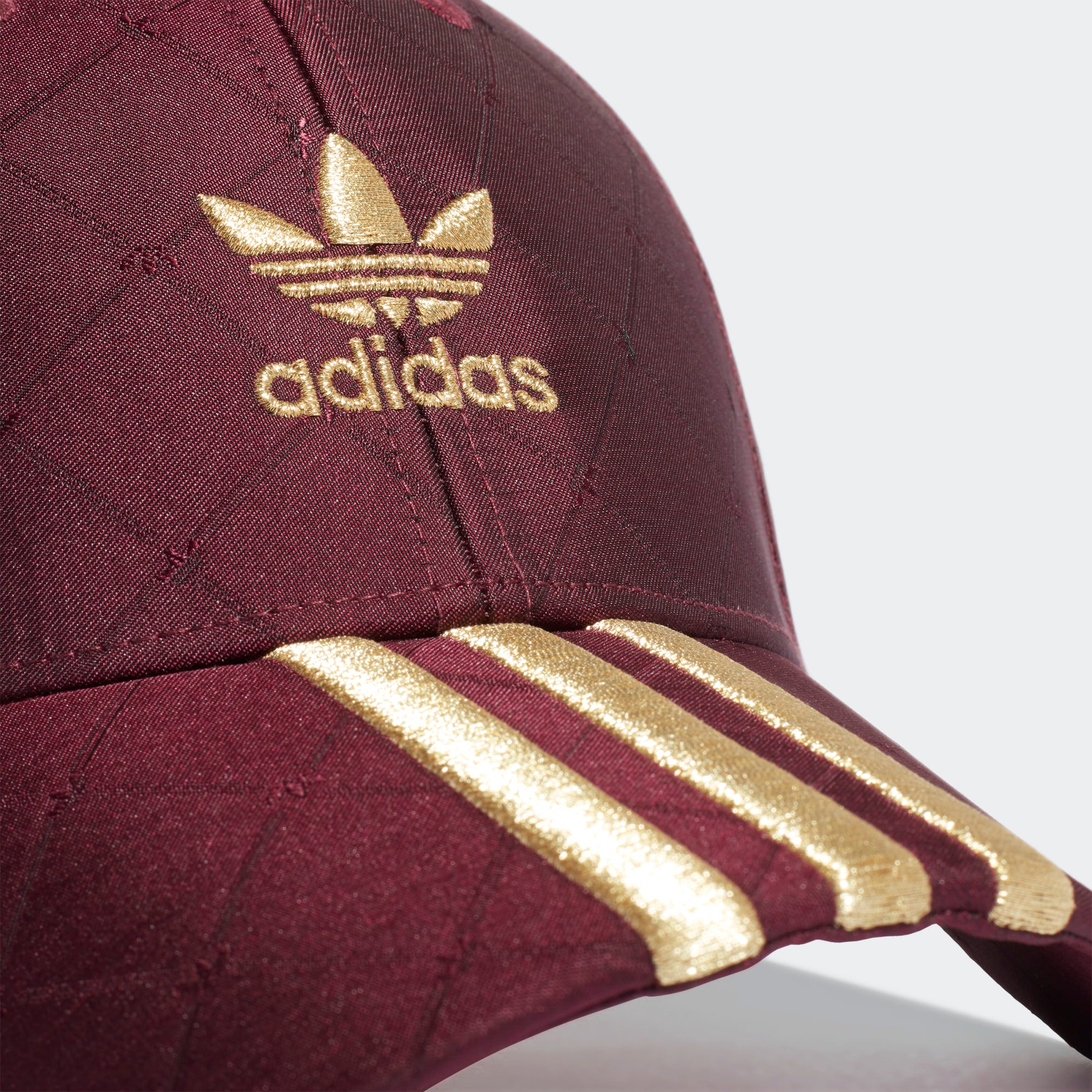 Adidas Originals Trefoil Logo Trilogy Satin Baseball Merch PH Quilted Cap (Victory Crim –