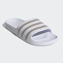 Adidas Adilette Aqua Stripe "Platinum" Slides (Cloud White/Platinum Metallic)(EF1730)
