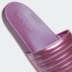 Adidas Adilette Cloudfoam Comfort Monotone Metallic Slides (Cherry/Lilac)(FY7899)