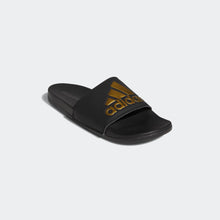 Adidas Adilette Cloudfoam Comfort Slides 3 Stripe Logo (Core Black/Metallic Gold)(EG1850)
