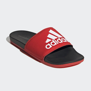 Adidas Adilette Cloudfoam 3 Stripe Logo "BREDS" (Active Red/Black/White)(F34722)