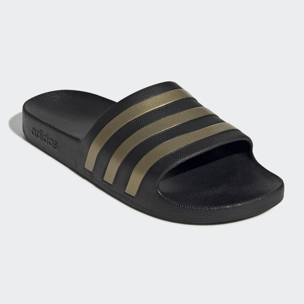 Adidas Adilette Aqua Stripe Slides (Black/Gold)(EG1758)