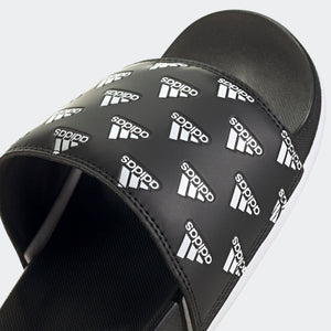 Adidas Adilette Comfort "Repeat Logo" Slides (Black/White)(GV9735)
