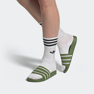 Adidas Adilette Classic Stripe Slides (Tech Olive/Cloud White)(EE6183)