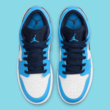 Womens / GS Air Jordan 1 Low "UNC" (White/Dark Powder Blue/Obsidian)(553560-144)