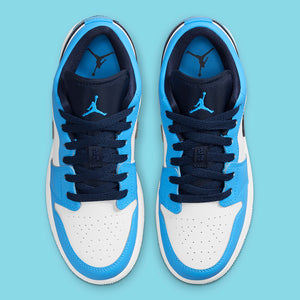 Womens / GS Air Jordan 1 Low "UNC" (White/Dark Powder Blue/Obsidian)(553560-144)