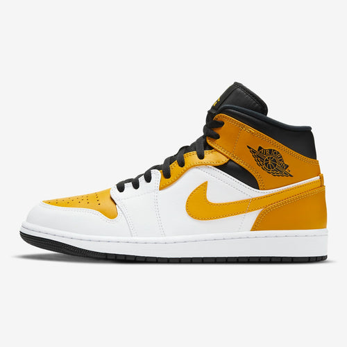 Men's Air Jordan 1 Mid (White/Black/University Gold)(554724-077)