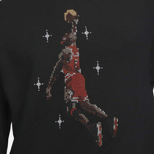 Men's Air Jordan Stitched Holiday Graphic Hoodie 2021 (Black)(Loose Fit)(DC9713-010)