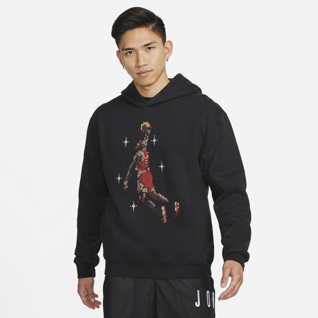 Men's Air Jordan Stitched Holiday Graphic Hoodie 2021 (Black)(Loose Fit)(DC9713-010)