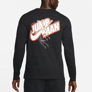 Men's Air Jordan Jumpman Graphic Longsleeves (Black/White/Starfish)(DC9775-010)