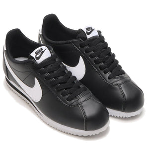Women's Nike Classic Leather Cortez (Black & White Swoosh)