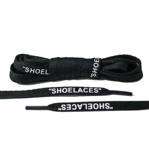 Black "Shoelaces" Print Flat Laces