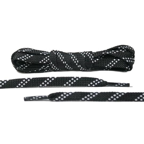 Black and White Stripe Flat Laces
