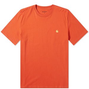 Carhartt WIP Chase Embroidered Tee (Brick Orange & Gold)(Regular Size)