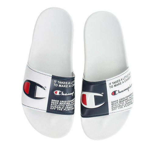 Champion IPO Jock Split Slides (White/Navy)