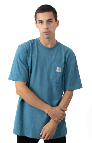 Carhartt K87 Workwear Pocket T-Shirt (Ocean Blue Heather - I37)(Oversized fit)