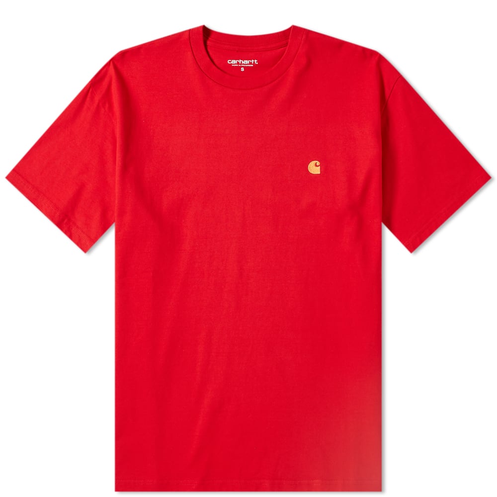 Carhartt WIP Chase Embroidered Tee (Cardinal Red & Gold)(Regular Size)