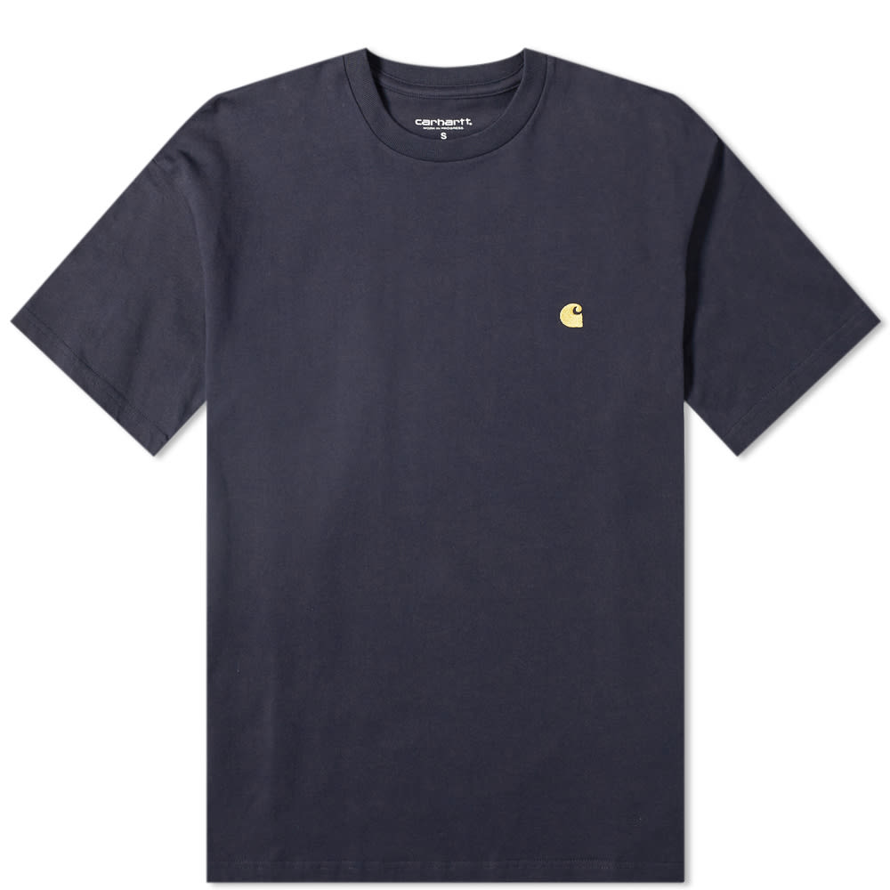 Carhartt WIP Chase Embroidered Tee (Dark Navy & Gold)(Regular Size)