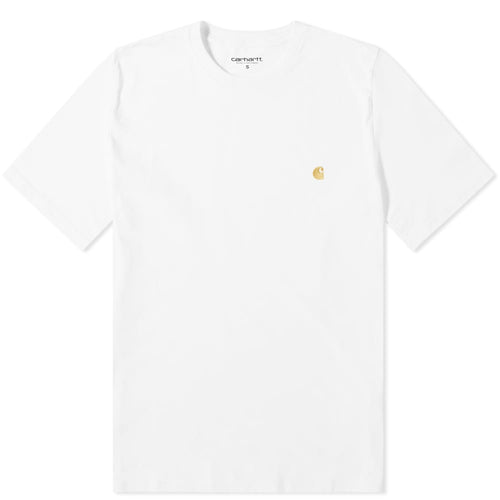 Carhartt WIP Chase Embroidered Tee (White & Gold)(Regular Size)