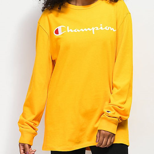 Champion Reverse Weave Script Crewneck (Yellow-Gold)(onhand)(asian size)