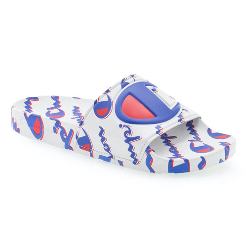 Champion IPO Mega Script Repeat Slides (White/Blue)