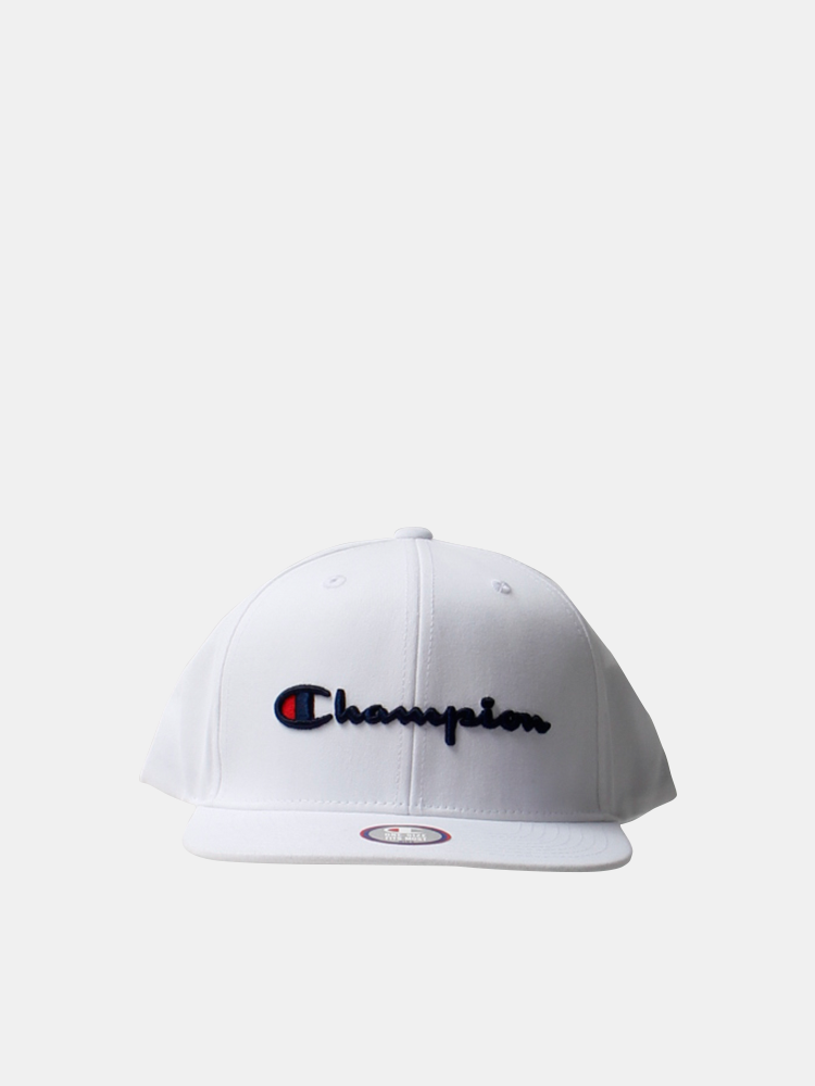 Champion Script Logo Snapback Cap (White)